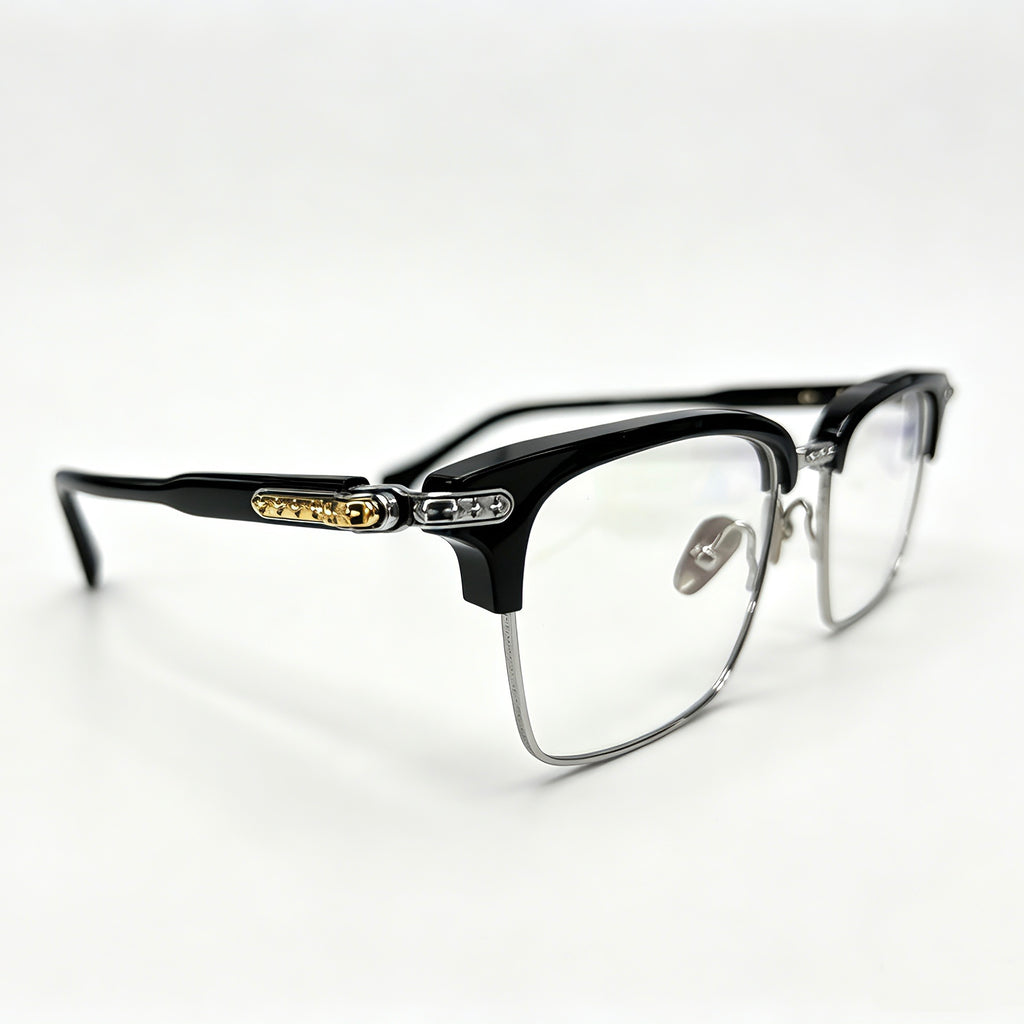 Half Frame Glasses Black&Silver Luxury