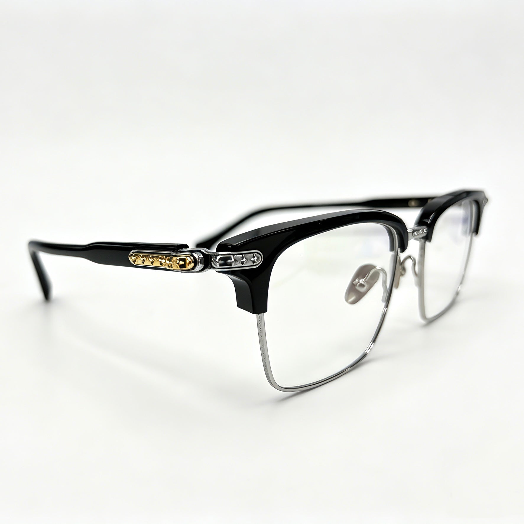 Half Frame Glasses Black&Silver Luxury