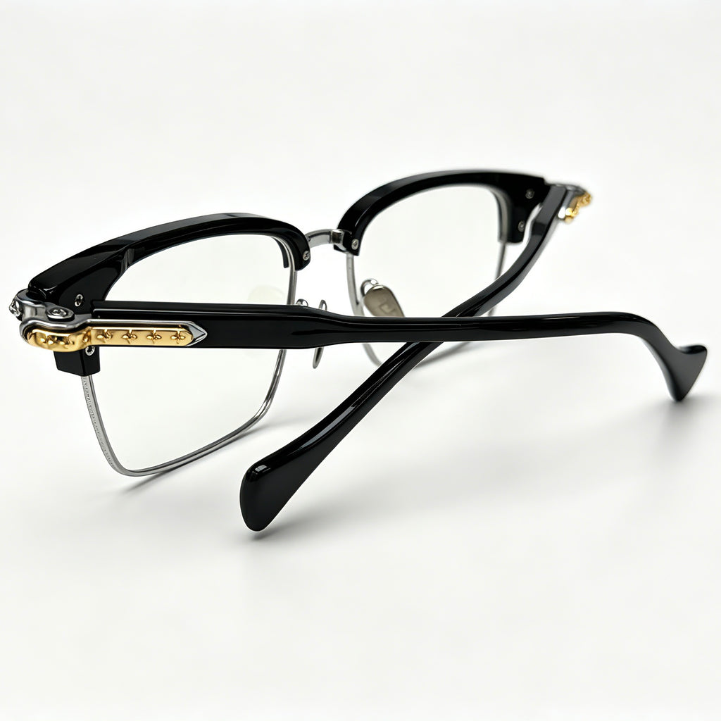 Half Frame Glasses Black&Silver Luxury