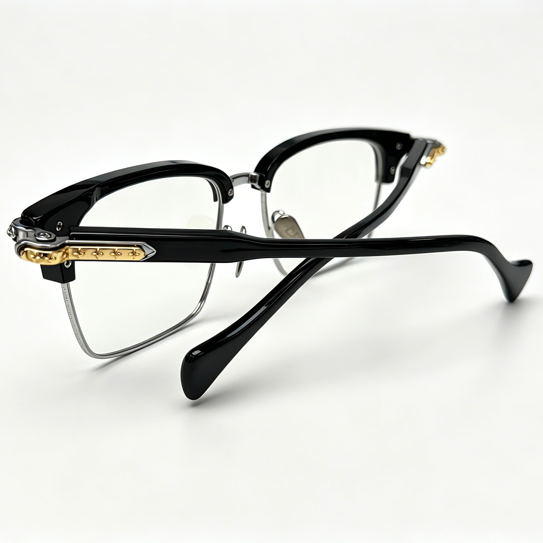 Half Frame Glasses Black&Silver Luxury