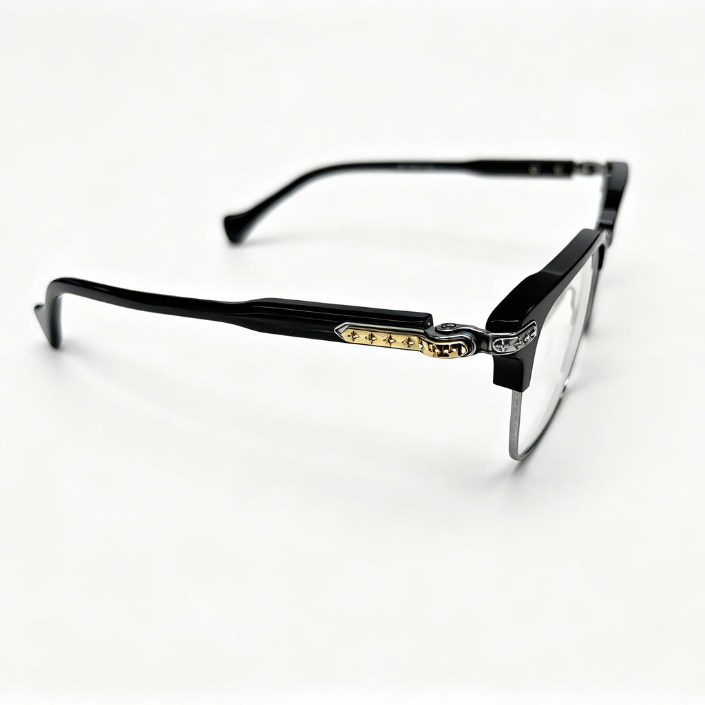 Half Frame Glasses Black&Silver Luxury
