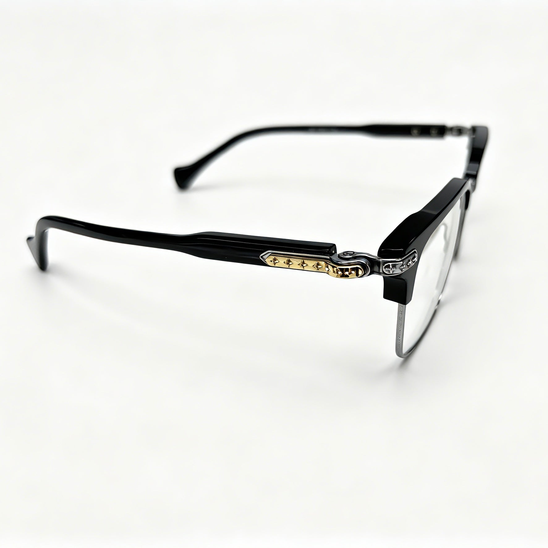 Half Frame Glasses Black&Silver Luxury