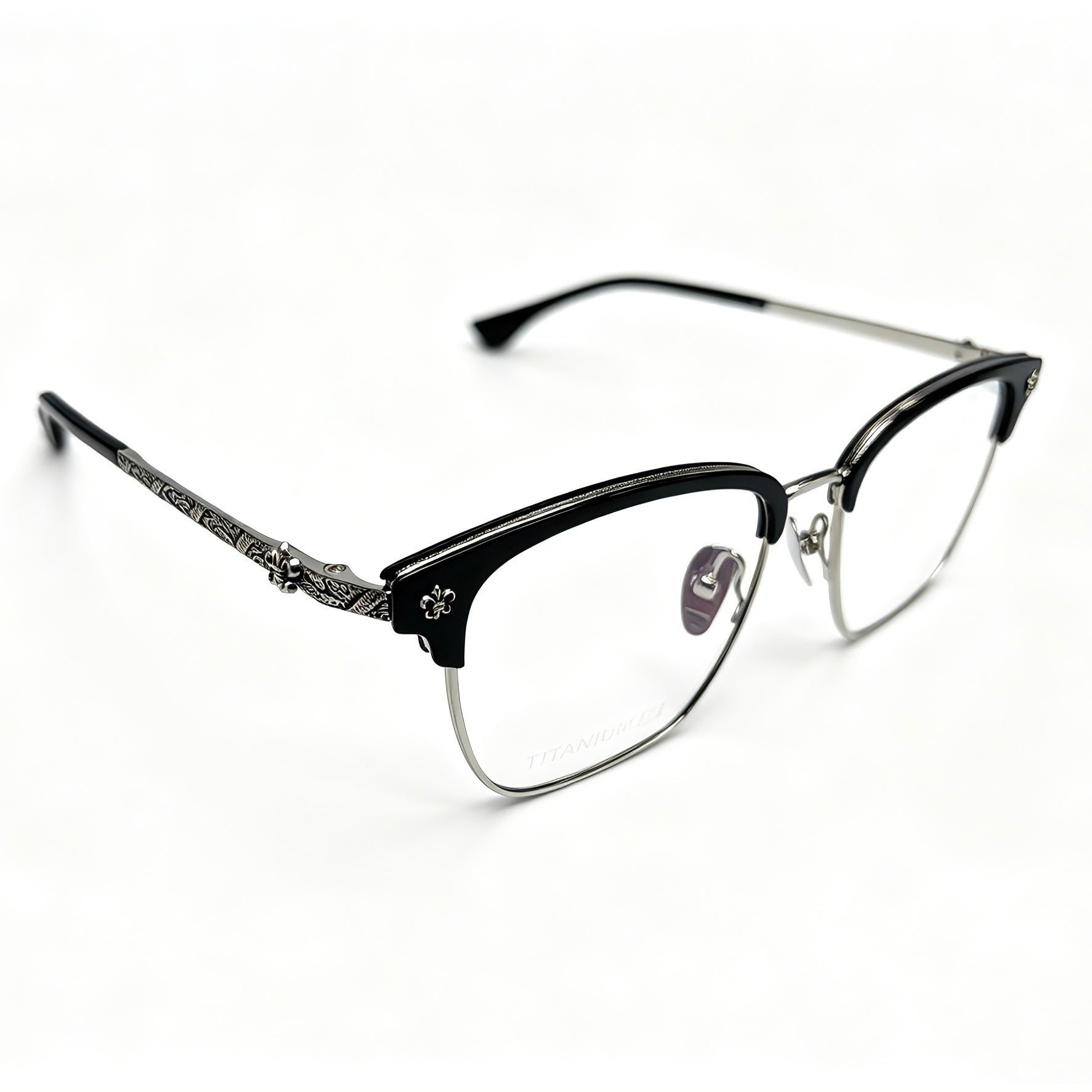 Half Frame Glasses Black&Silver