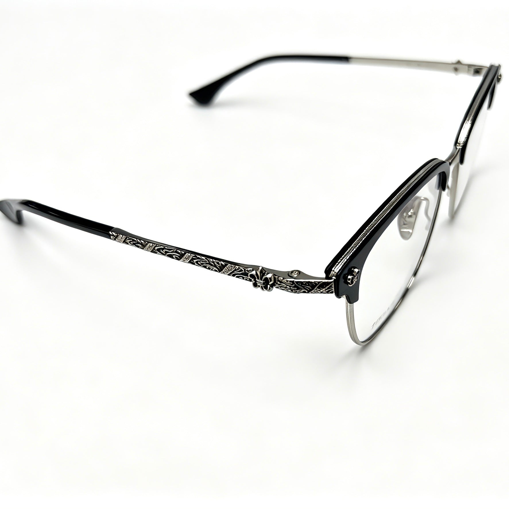 Half Frame Glasses Black&Silver