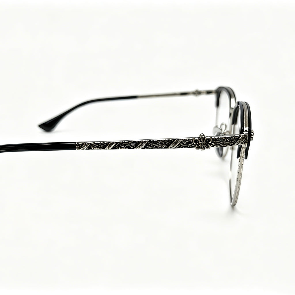 Half Frame Glasses Black&Silver