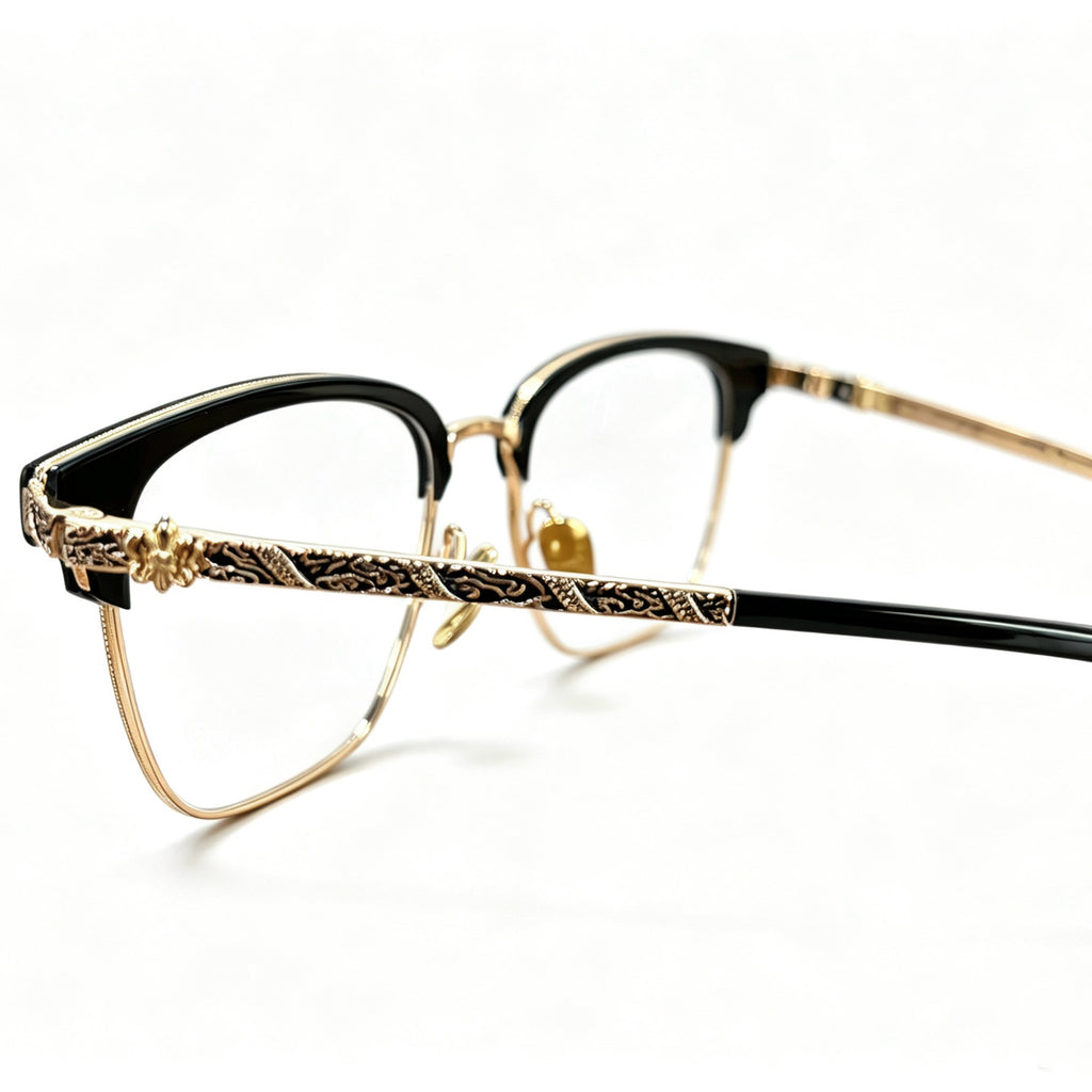 Half Frame Glasses Black&Silver