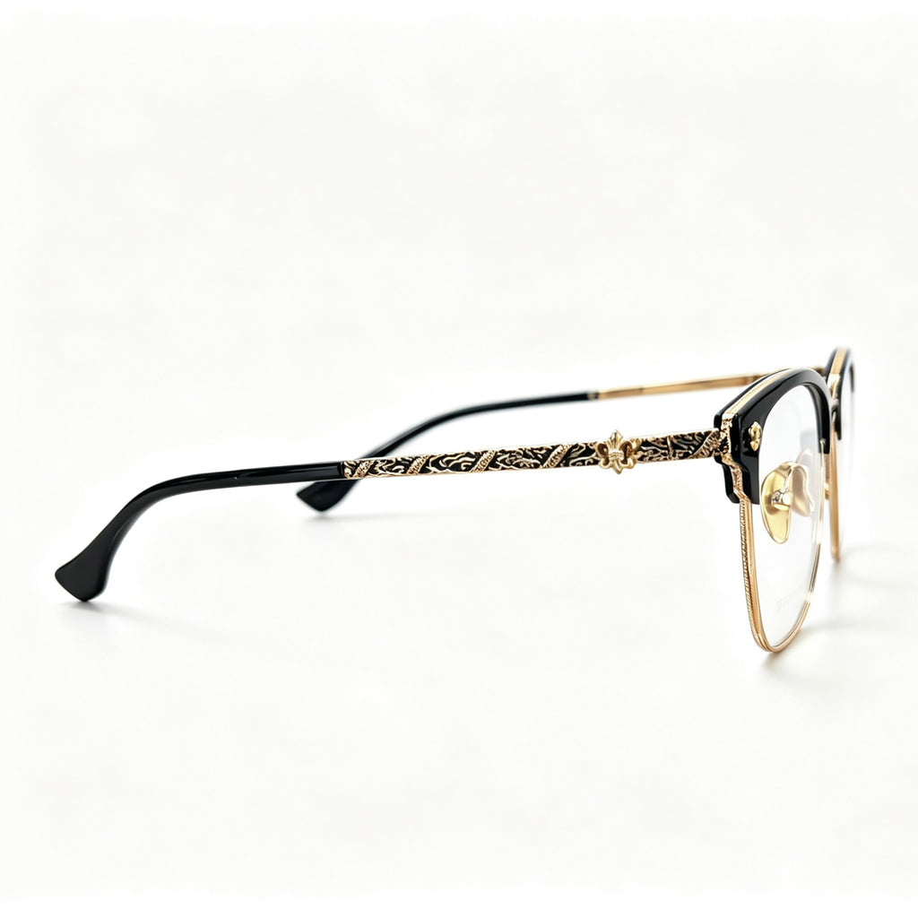 Half Frame Glasses Black&Silver