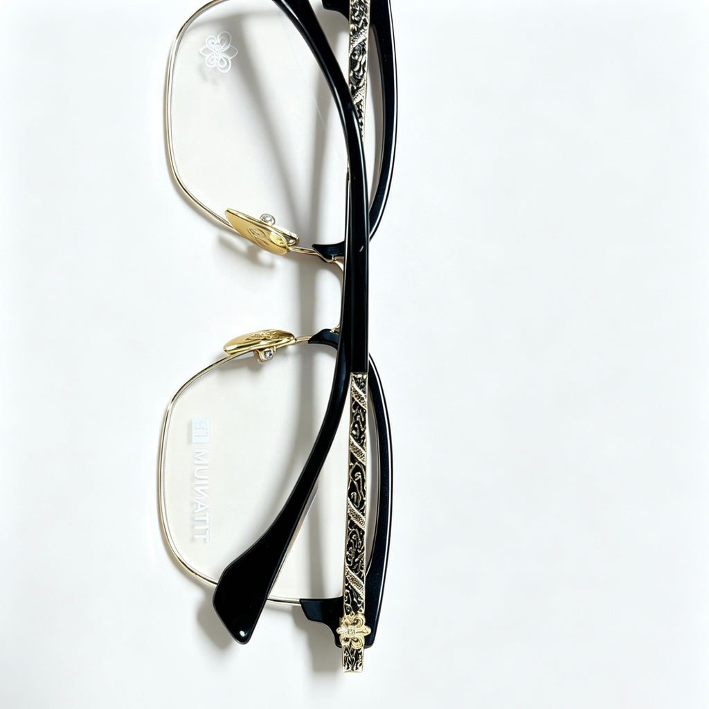 Half Frame Glasses Black&Silver