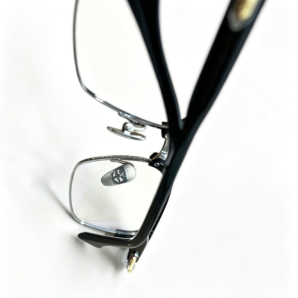 Half Frame Glasses Black&Silver Luxury