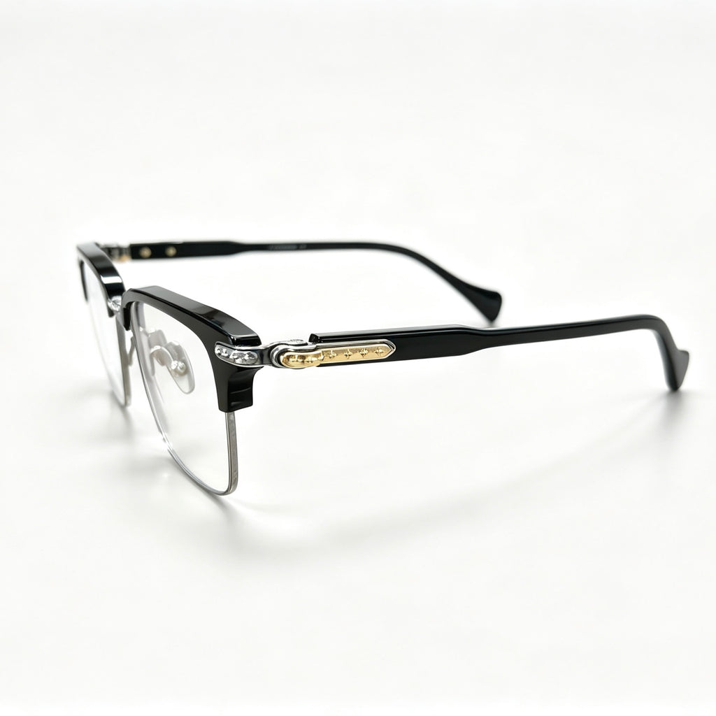 Half Frame Glasses Black&Silver Luxury