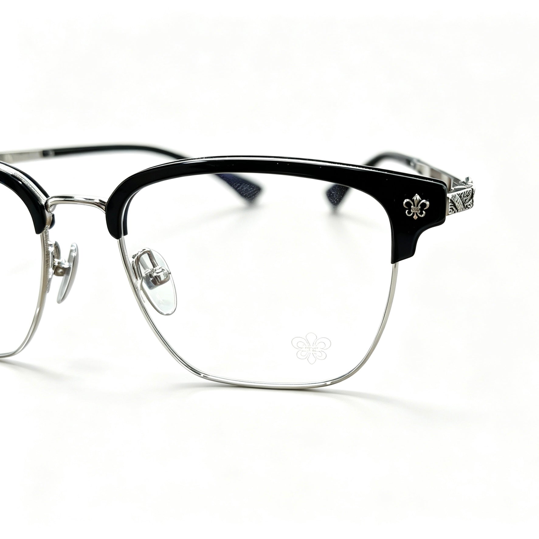 Half Frame Glasses Black&Silver